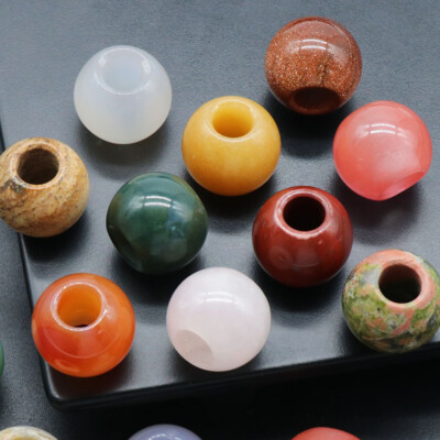 20Pcs Natural Indian Agate Beads 12mm Barrel Shape - Large Hole Loose Gemstone Beads For DIY Jewelry
