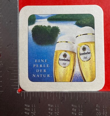 KROMBACHER PILS EINE PERLE DER NATUR 3.5 INCH SQUARE BEER COASTER