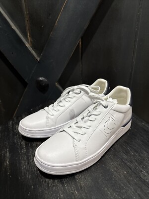 COACH Lowline Leather Low Top Sneaker in OpticWhite/Navy Women’s Size  EUC