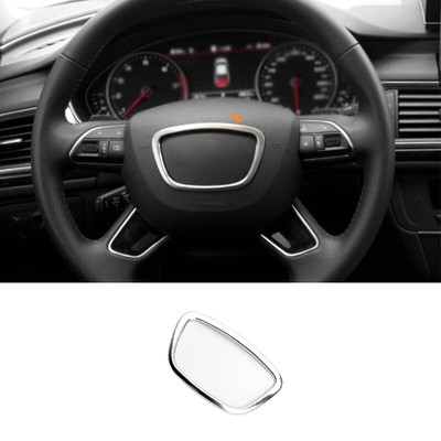 For Audi Q3 2013-2017 2018 Silver Aluminum Steering Wheel Logo Ring Trim 1PCS