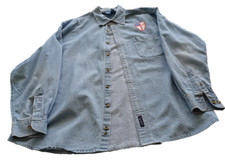 Port  Company Mens Unisex Long Sleeve Blue Denim Button Down Collar Shirt SZ M