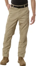 Mens Khaki Solid Military BDU Cargo Bottoms Fatigue Trouser Pants