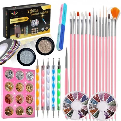 EMPEROR PEACOCK Nail Art kit Accessories, 15pcs Nail Art Brushes, Nail Dotting Tools,Stripping