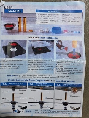 ITD35 - Piece ABS Pipe Freestanding Tub Drain Kit & Rough-In - Easy Installat...