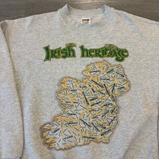 Vintage Irish Heritage Crewneck Sweatshirt Size Large Last Names Ireland 90s