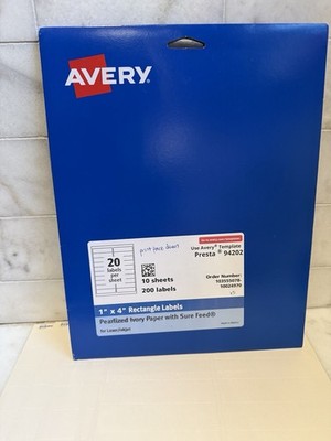 100 Avery Presta 1 x4  Rectangle Labels 94202 Pearlized Ivory  for Laser/Inkjet