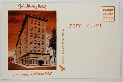John Wesley Hotel Savannah GA Vintage Postcard Savannah's Small Clean Hotel