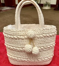 Vintage Magid Italian Handmade Off White Crochet Handbag Purse Nice