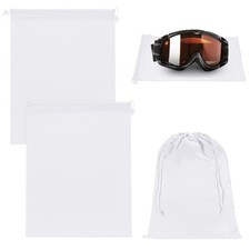2-Pack Ski Goggle Bag, 11.8" x 9.1" Microfiber Bag for Snow Goggles White