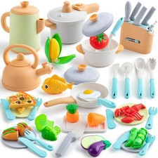 Kids Play Kitchen Accessories, 42Pcs Toddlers Pretend Toy Kitchen Playset Coo...