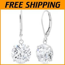 Authentic 14k Gold CZ Dangle Earrings  Leverback Style