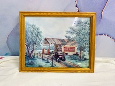 Vintage Kay Lamb Shannon Martins Garage Coca Cola print and frame