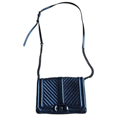 Rebecca Minkoff Black Love Chevron Quilt Small Leather Crossbody Bag 
