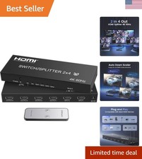 4K HDMI Splitter Switcher with SPDIF  3.5mm Audio Out - Remote Included