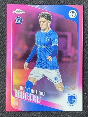 Konstantinos Karetsas 2025-26 Topps Chrome UCC Pink Refractor Base RC /250 #150
