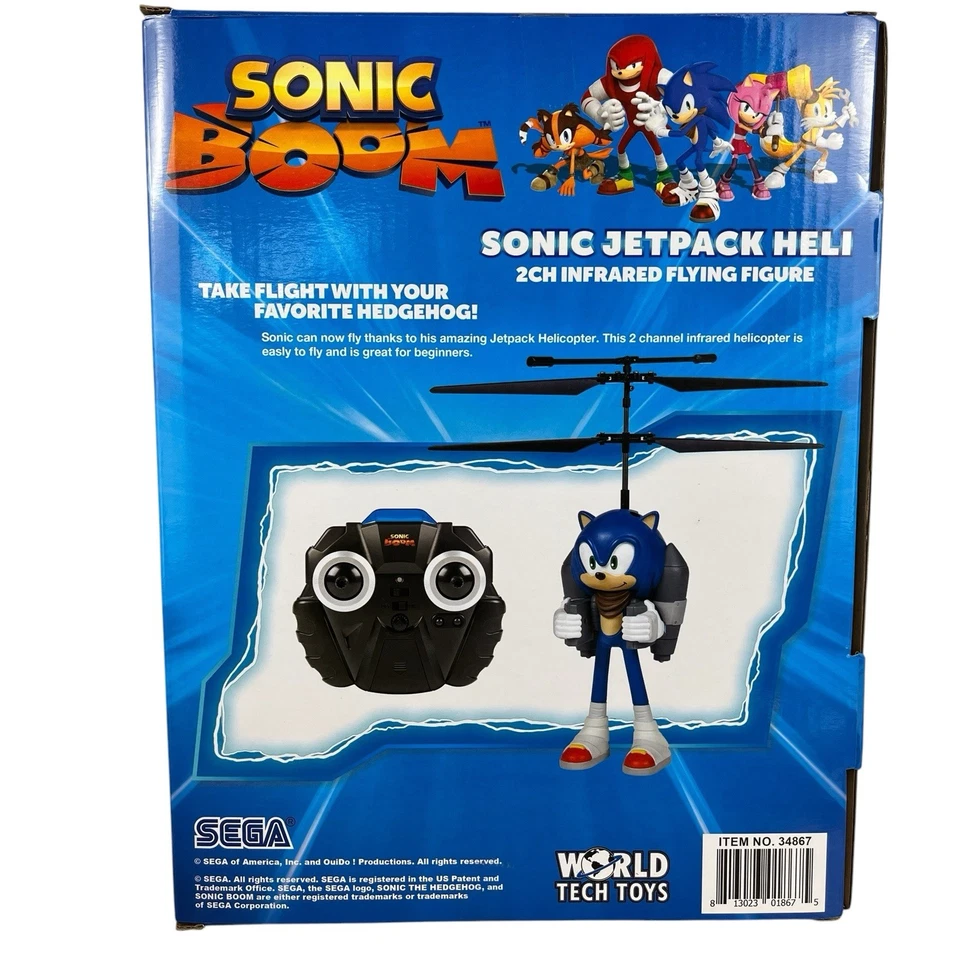 Sonic Boom Jetpack Heli Remote Control Flying Figure Toy Hedgehog By World Tech - Image 3 of 4