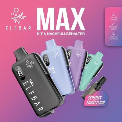 ELF BAR MAX Pod System Kit Pod Elfbar mit Nikotin Refill Pods alle Sorten Farben