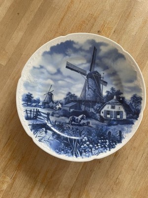 Ter Steege BV Delft Blauw handverziert Made in Holland Teller Windmühle Szene