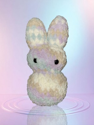 Super Adorable Cute Handmade Crocheted Bunny Peep Plushie In Cloud Nine