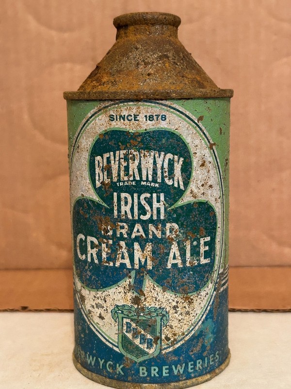 Beverwyck Irish Brand Cream Ale HP IRTP Cone Top Beverwyck Breweries Albany NY