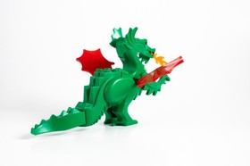 LEGO Classic Green Dragon Figure w Red Wings, 6056 6076 6082 6087 Vintage
