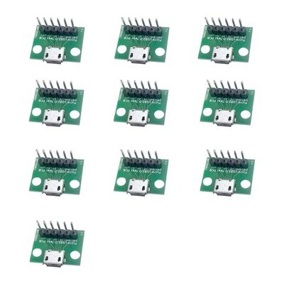 10 Pack Micro USB 2.0 Test PCB Breakout Board 6 Pin Interface Electronics DIY
