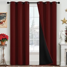 100 Blackout Curtains for Bedroom 2 38"W x 84"L Pack of 2 Burgundy Red