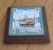 Ancien Dessous de Plat Musical Beau Carreau Céramique décor Marine Venise