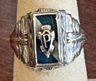 Vintage High School Class Ring 1960's POH LGB Balfour S7 925 Silver Blue Enamel