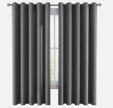 Blackout Curtains Eyelet Ring Top Ready Made Thick Thermal Curtain Set 443
