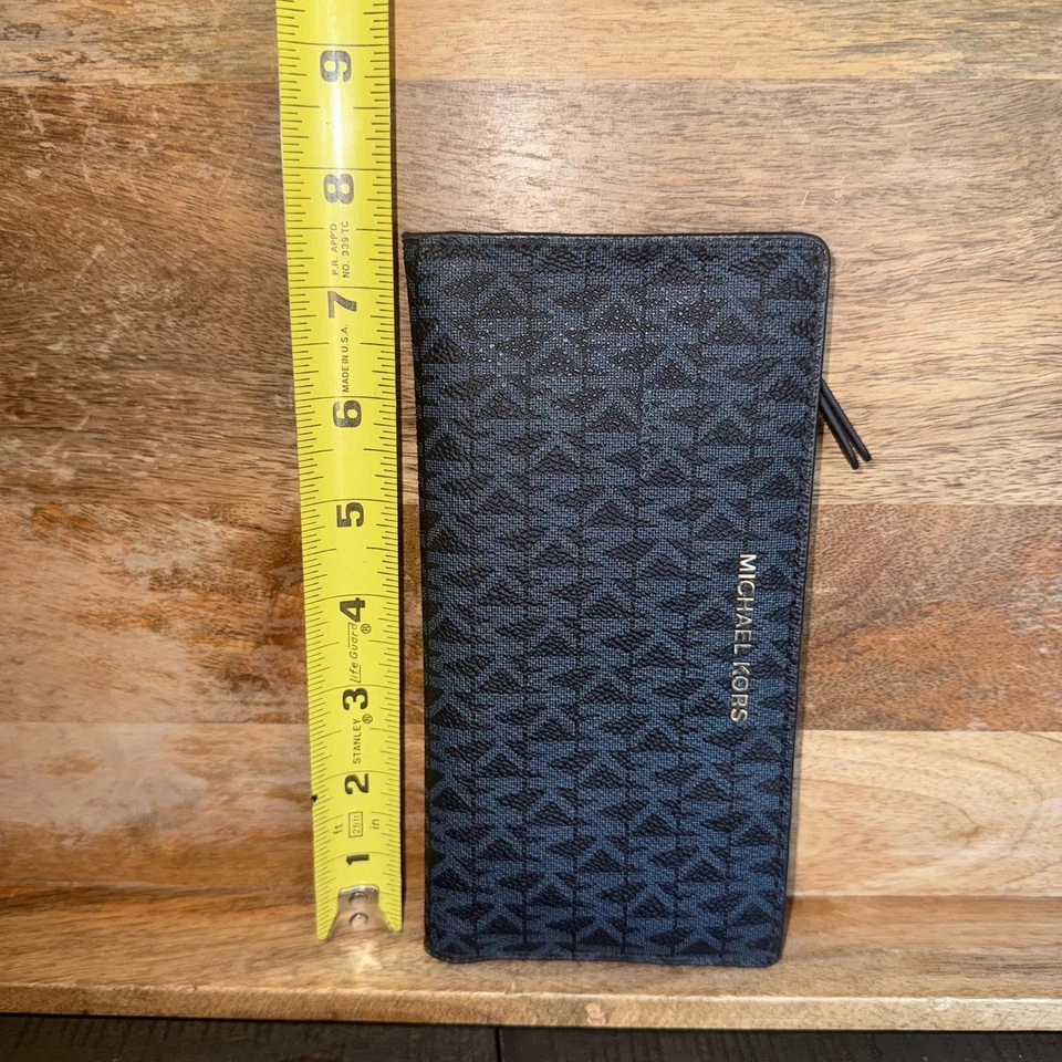 Michael Kors Jet Set Slim Travel Wallet MK 标志牛仔蓝色 — 第 4/4 张图片