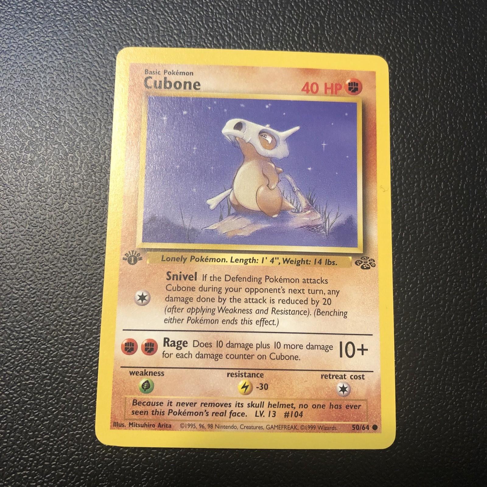 Cubone 50/64 Jungle 1st First Edition Pokémon Card In Mint Condition