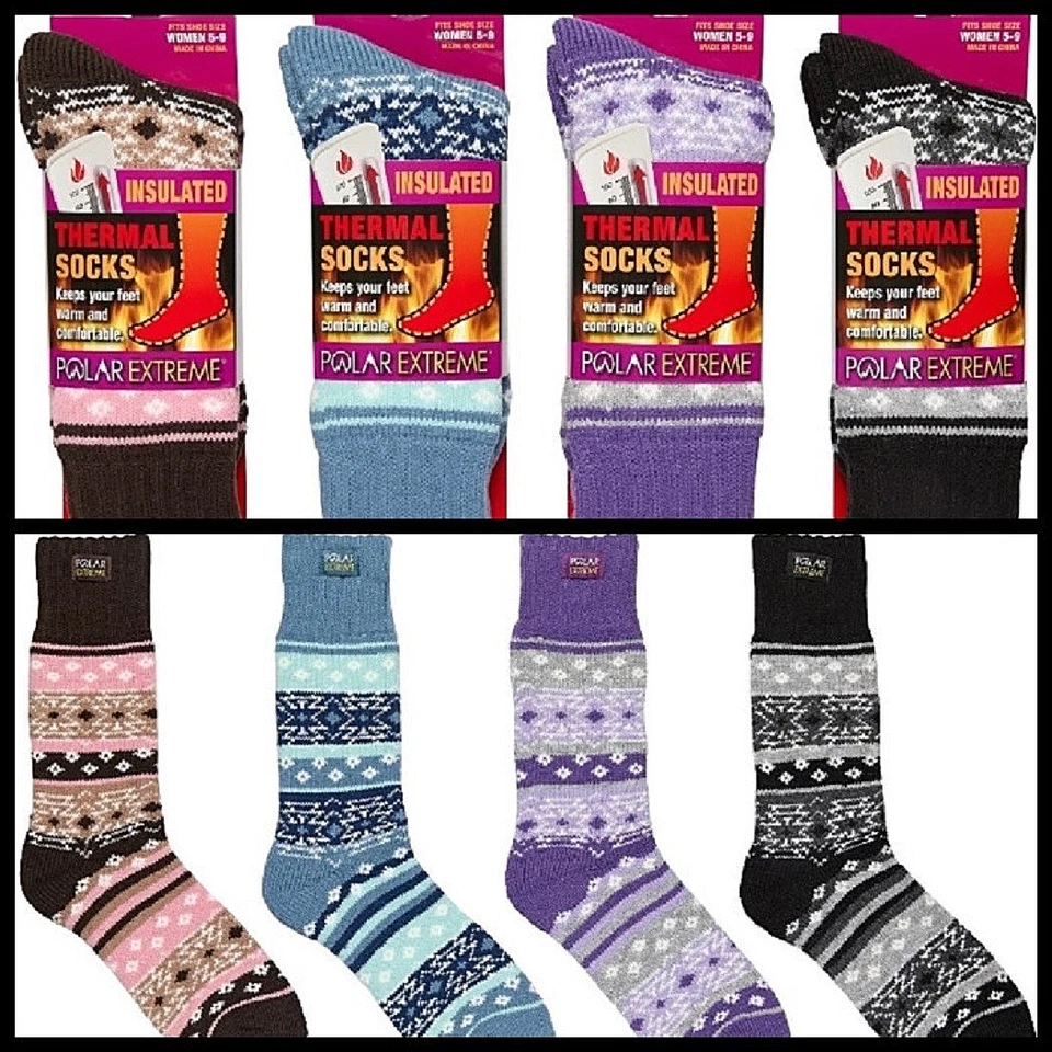 Calcetines térmicos acolchados con aislamiento extremo polar para mujer que absorben la humedad Foto 3 de 4