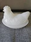 Vintage Hazel Atlas White Milk Glass Hen On A Nest