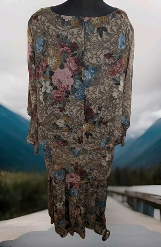Vintage Chez of California By Tandy Silky Floral Style 6465 Dress Plus Size 26W - Picture 2 of 8