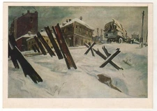 1985 WW2 Military War Outskirts of Moscow. Anti-tank Army OLD Russian Postcard