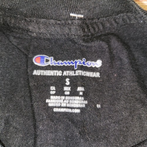 Champion Shirt Mens Small S Spellout Logo Short Sleeve Crew Neck Cotton Black - Picture 14 of 24