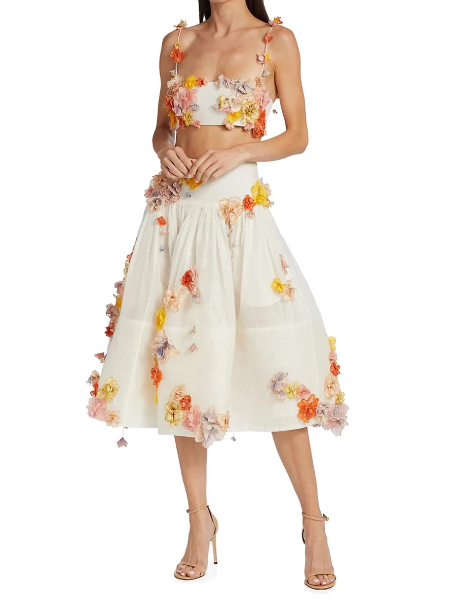 Floral embellished top midi skirt