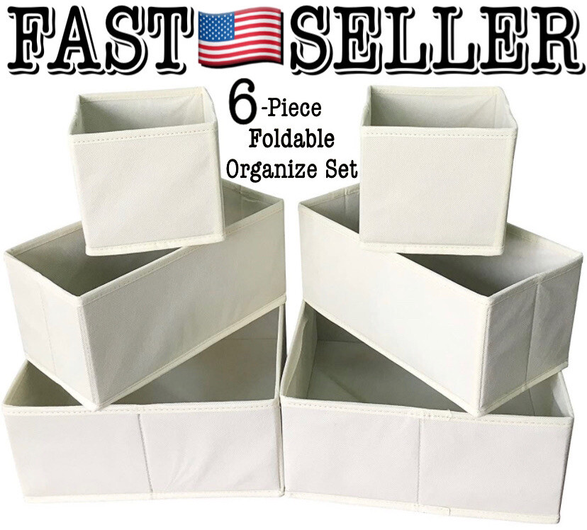 Sodynee 6pcs Foldable Cloth Storage Box Closet Dresser Drawer