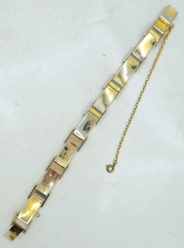 Damascene Gold on Black Art Vintage Link and Silver-tone Bracelet Lot w Gift Box - Picture 14 of 14