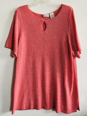 White Stag Womens Plus Coral Pink Short Sleeve Pullover Sweater Top Size 22/24W