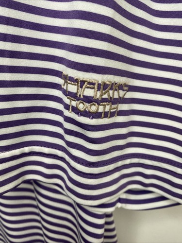 Peter Millar Summer Comfort Large Purple Striped Polo Shirt - Picture 4 of 5