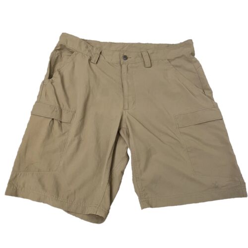 Khaki Activewear Cargo Shorts Waist 38” Duluth Trading Company Nylon