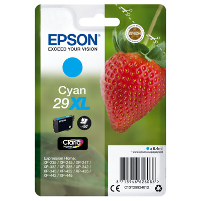 Original Epson 29 XL 29XL Cyan Tinte Patronen Druckerpatronen Erdbeerserie XP