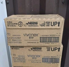 2 Cases Vivonex RTF Formula, 1 Cal, Unflavored, 250 ml, 8/21/24