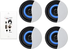 Herdio Bluetooth Ceiling Speakers Wired+4 Channel Amplifier Receiver TheaterHome