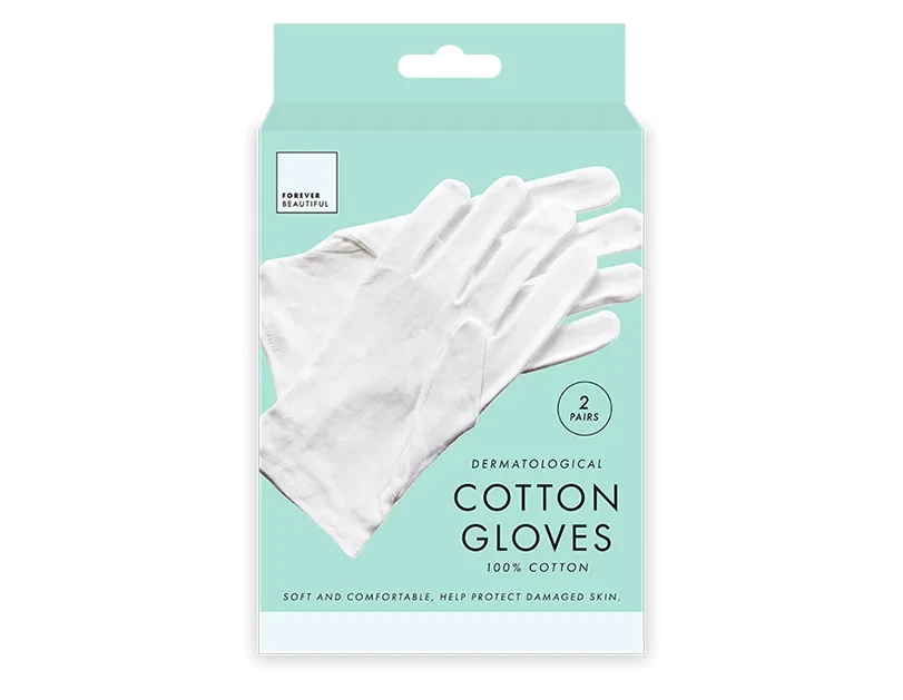 1-2 Pairs 100% Cotton White Gloves Dermatological Overnight Moisturizing Eczema