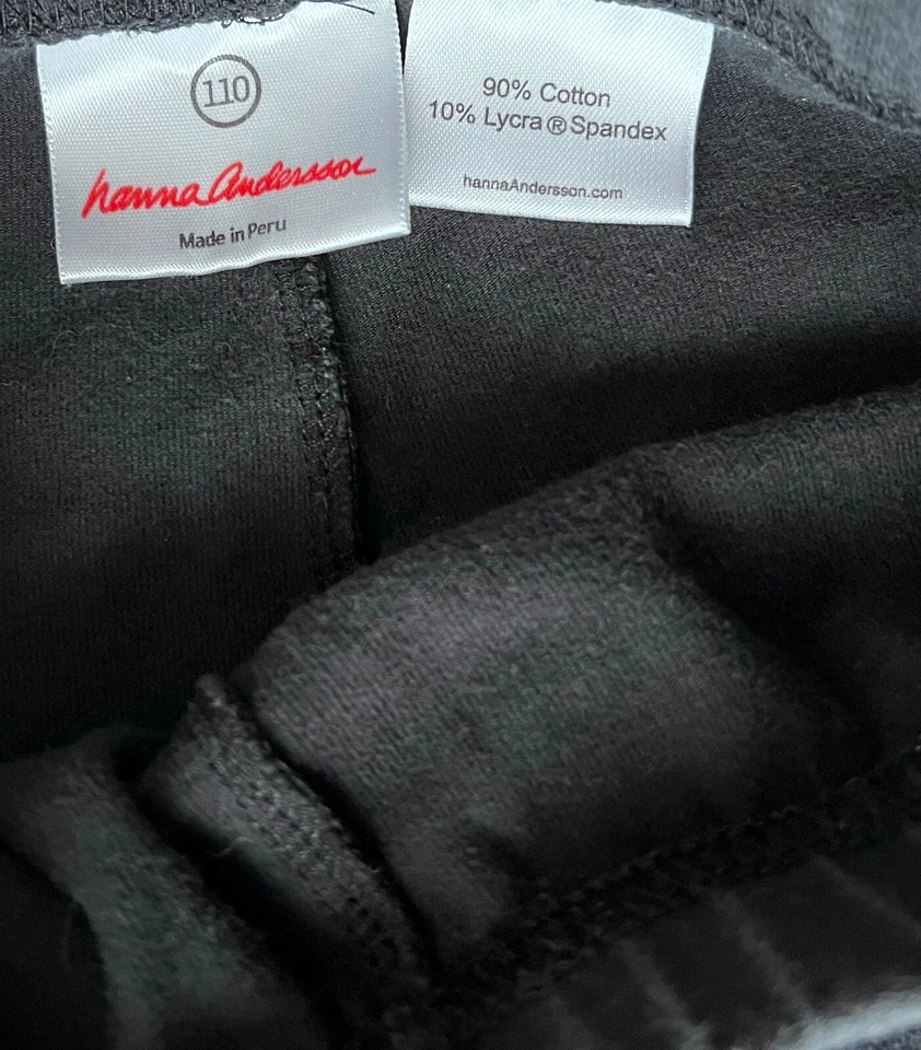 Hanna Andersson Pants US 5 110 Black Pull On Boys Girls Unisex Cotton Lycra - Image 3 of 3