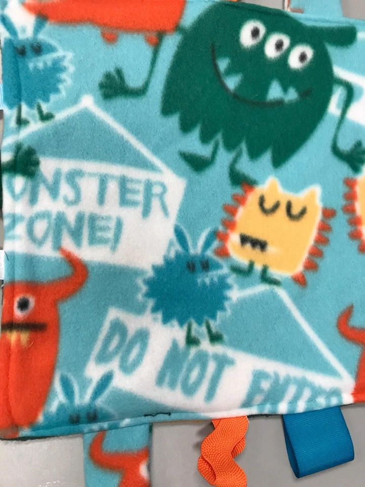 Manta Lovey Hecha a Mano Neutro Género Monstruo Vellón Etiqueta Bebé Cinta 11X11 J4 Foto 2 de 4