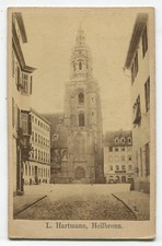 CHURCH EXTERIOR AND EUROPEAN STREET SCENE. CDV. HEILBRONN, GERMANY.